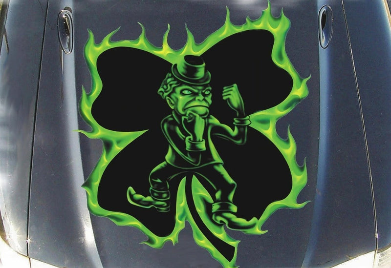 leprechaun clover leaf vinuyl graphics on car hood
